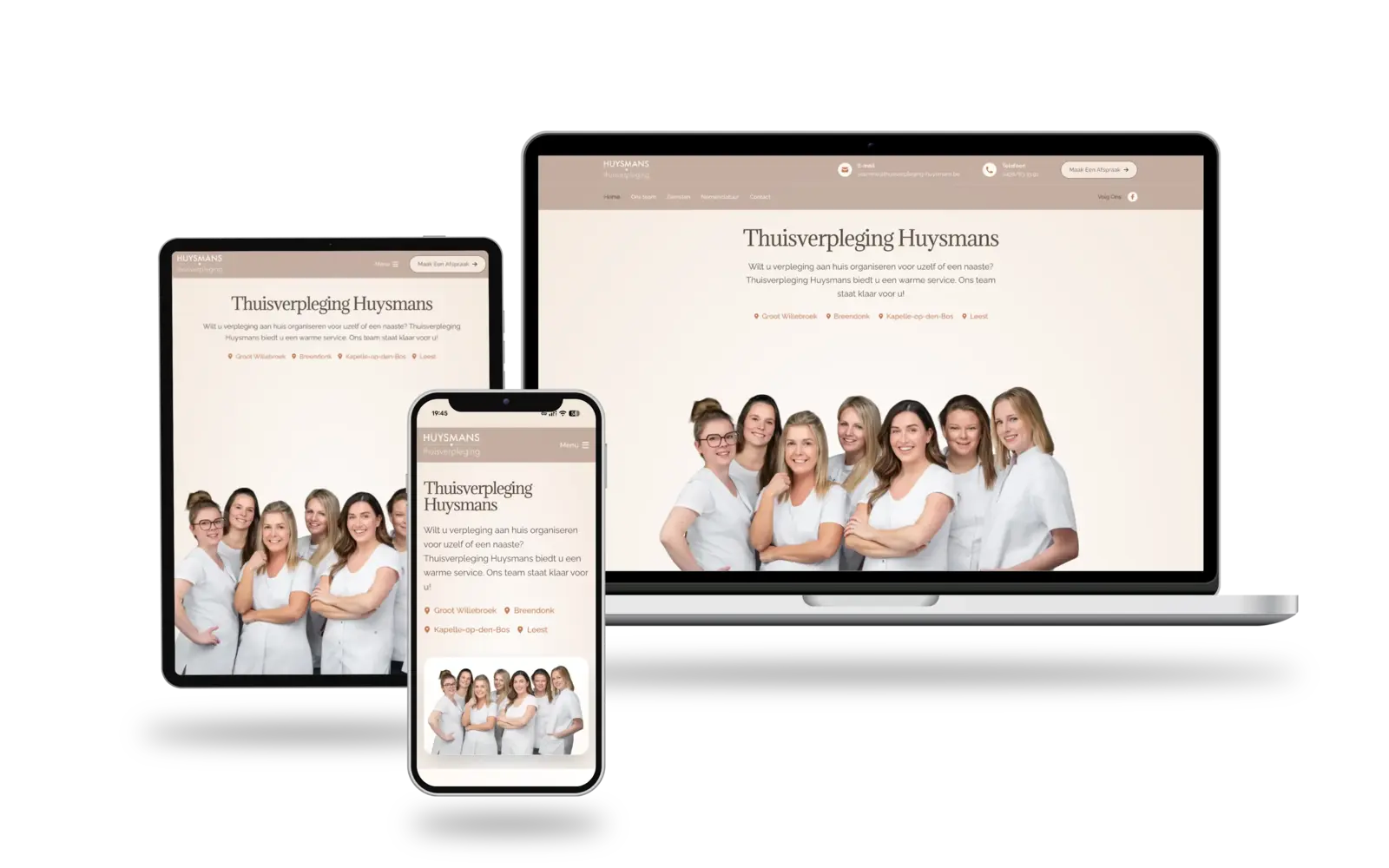 Thuisverpleging Huysmans website